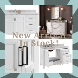 Moravia 48-in White Bathroom Vanity with Carrara Natural Marble Top