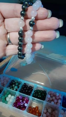 Hematite and crystal stone bracelets