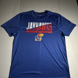 Pre Owned  University Of Kansas  Jayhawks  Champion Active T Shirt  Printed Blue  Men  Size Large