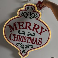 Set Of 2 New Big Metal Christmas Home Decorations With LED Light, Indoor or Outdoor, Size 25” X 21”