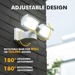 LUTEC 3000 Lumen 32 Watt Motion Activated Integrated Floodlight Outdoor with Motion Sensor, 5000K Daylight, Dusk to Dawn, Waterproof Exterior Security