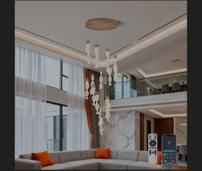 Bestwest 15-Light Dimmable Crystal Chandelier for High Ceilings, Adjustable Spiral LED Foyer Chandelier for Staircase Entryway Living Room Villa Hotel