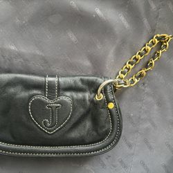 Juicy Couture CHARM Mini bag chain purse LEATHER PURSE WRISTLET y2k logo handbag