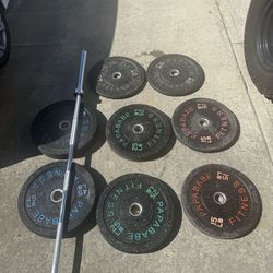 Olympic Barbell + 190 lbs Plates (235 lb Total) Full Set
