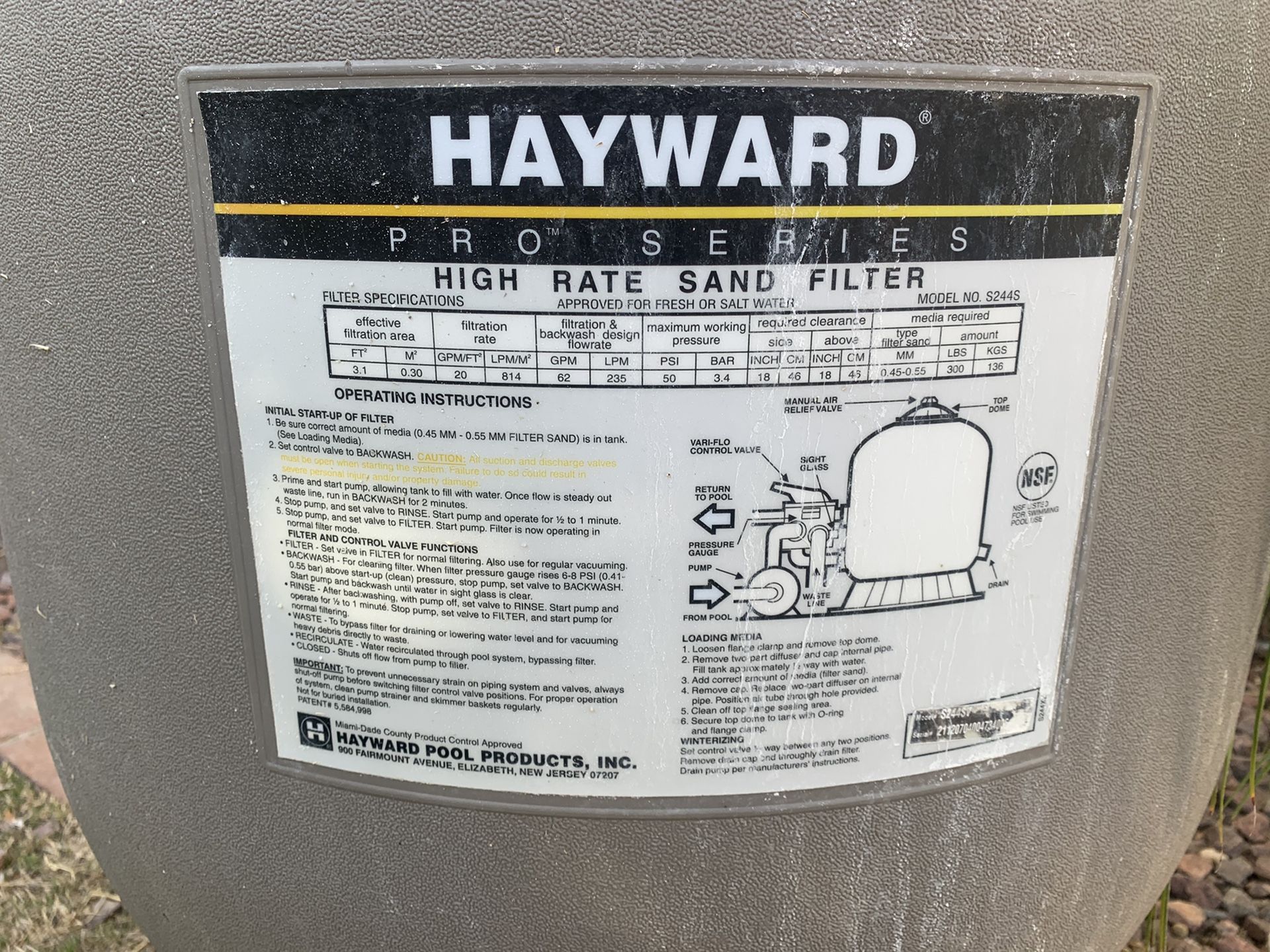 Hayward S244S sand pool filter for Sale in Chandler, AZ OfferUp