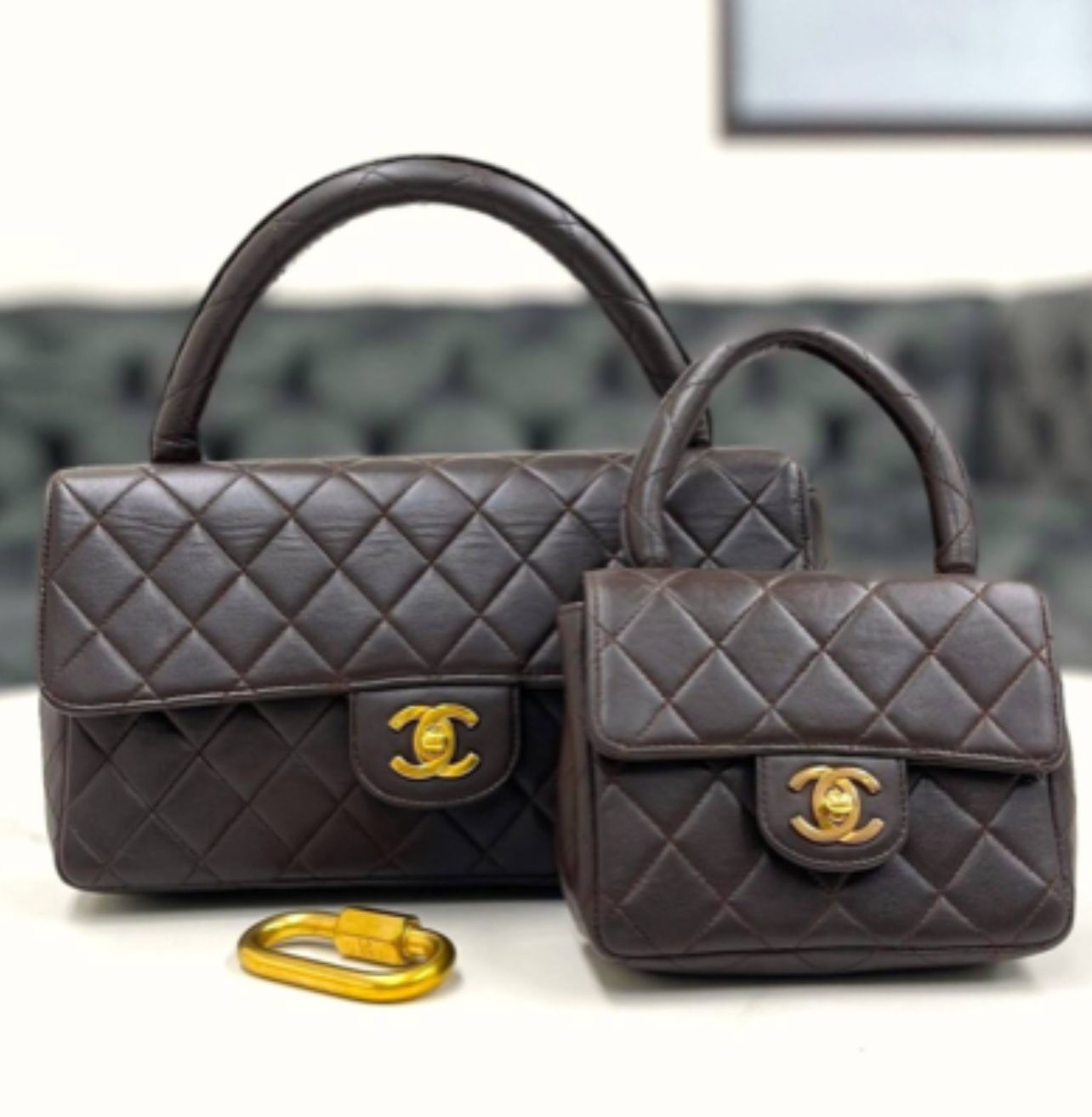 Chanel parent-child bag Matelasse dark brown lambskin 3rd series