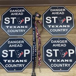 TEXANS Stop Sign & Landyard For Keys Or Badge 