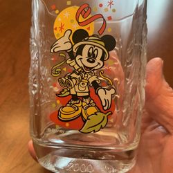 Commemorative Year2000 Celebratory Mickey Mouse Glass Disney World Magic Kingdom