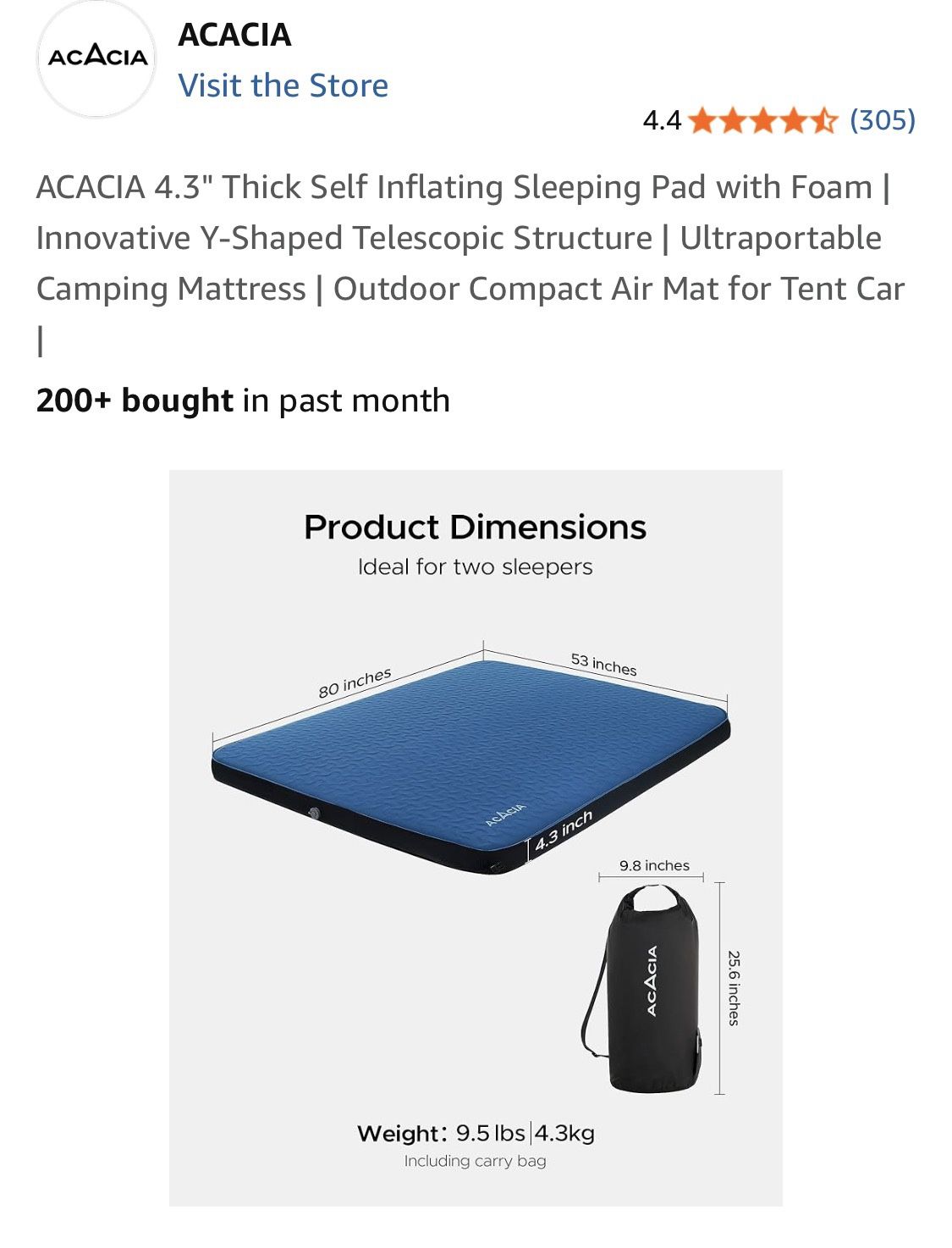 Brand New Acacia Self Inflating Pad Full Size