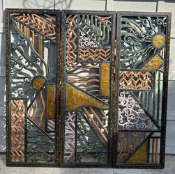 Art Deco 3-Panel Decorative Wall Screen