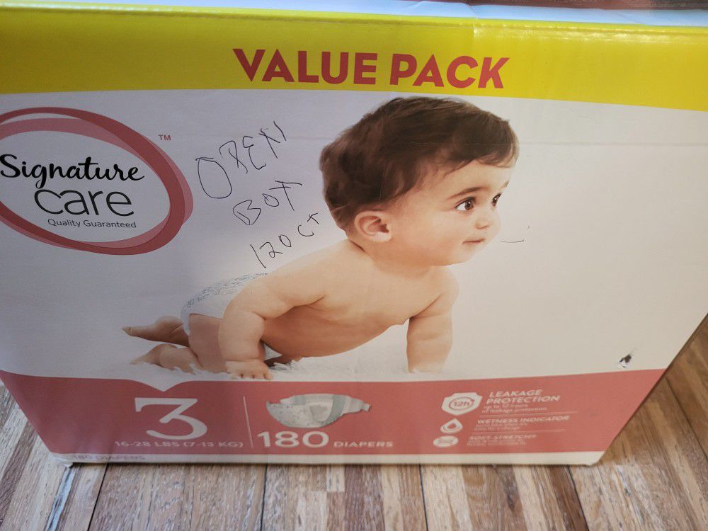 NEW OPEN BOX SEALED SIZE 3 120 CT & SEALED SIZE 3 34 CT DIAPERS