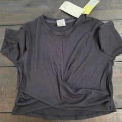 Girls Black All in Motion Cropped Ribbed Tee XL (14)