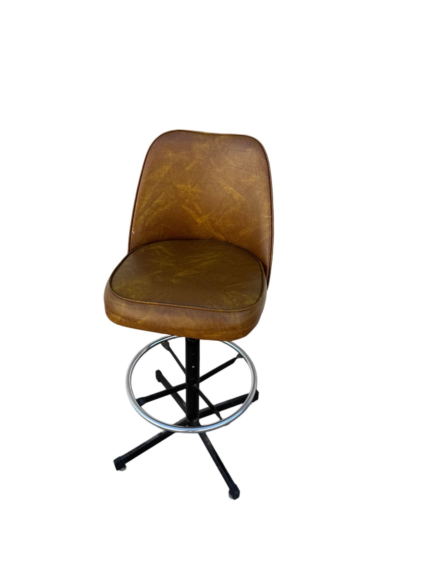Rare Leather Mcm Swivel Bar Stool Chair 