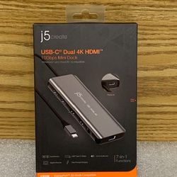 J5create USB-c Dual 4K Hdmi 10Gbps Mini Dock, JCD398 - Grey