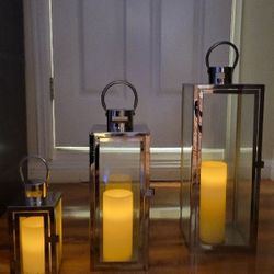 50 Sets Of 3 Sizes Real Wax Flameless Pillar Candles  (LED)