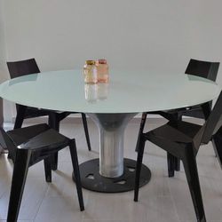Round White Glass Table Only