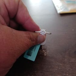 Sterling  Silver  925 Moissanite  Engagement Ring
