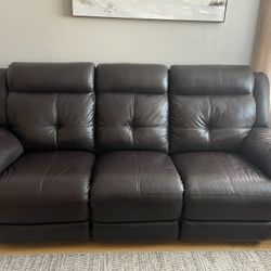Leather Brown Recline Sofa And Loveseat 
