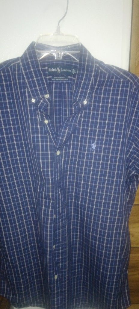 Polo By Ralph Lauren Men's Blue Plaid Short Shirt Size Large