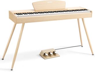 Donner DDP-80 Digital Piano 88 Key Weighted Keyboard, Full-size Electric Piano for Beginners, with Sheet Music Stand, Triple Pedal, Power Adapter, Sup