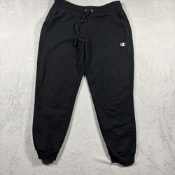 Champion Sweatpants Mens Large Black Reverse Weave Joggers Vintage Pants #2580