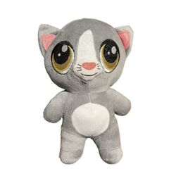 Nanco Pudgiez Gray Cat Pet Plush Big Eyes 8 Inch