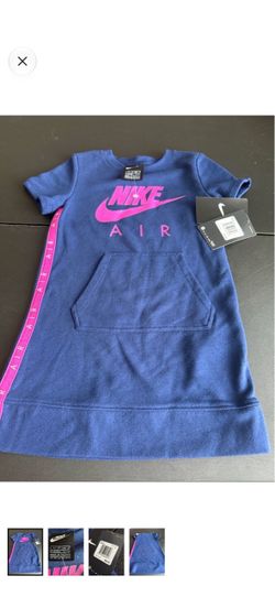Nike Girls Navy Blue Dress with Hot Pink Nike Air Logo