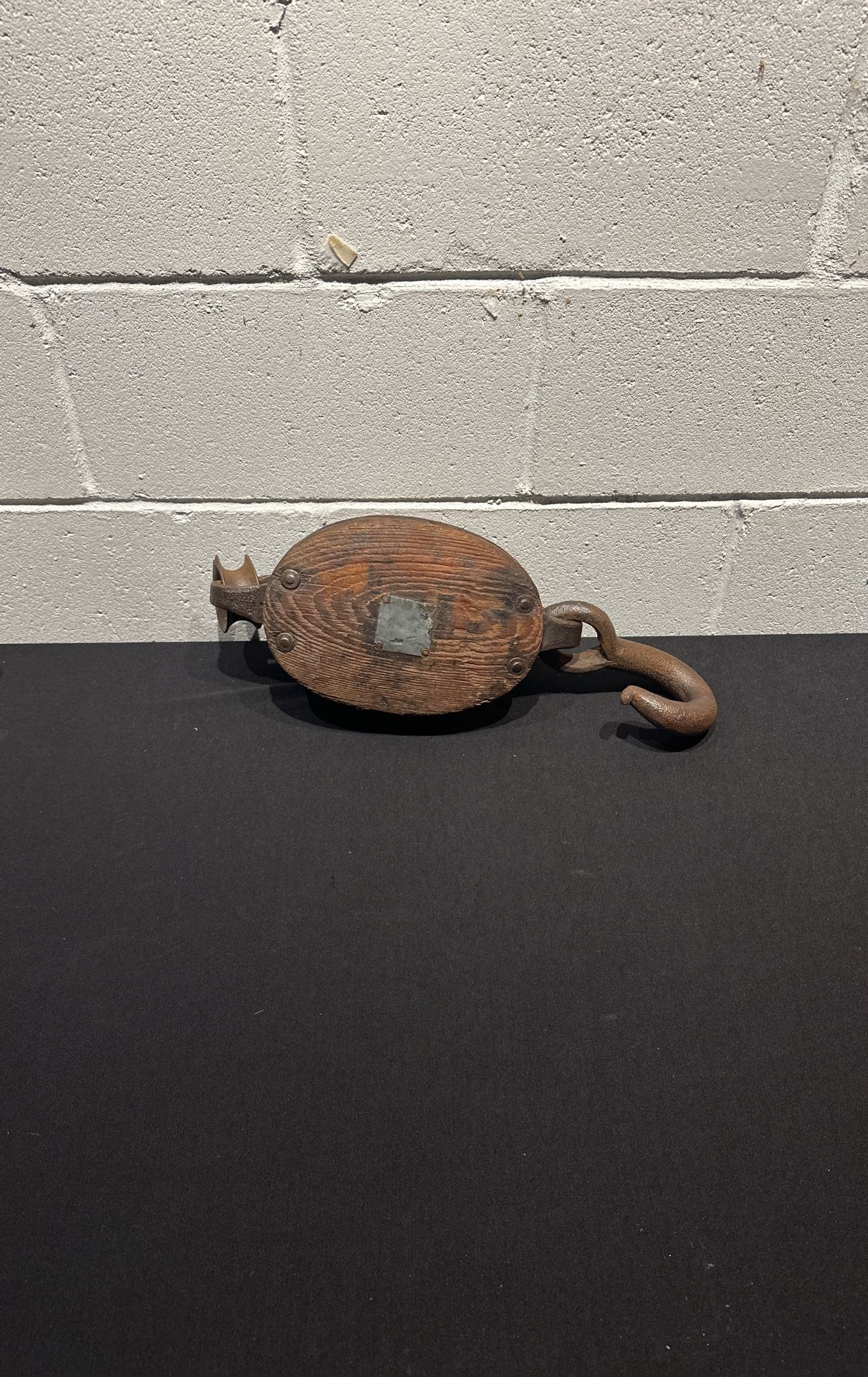 Vintage Antique Farm Equipment Wooden Block and Tackle Pulley Hook 24” Heavy