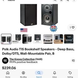 4 Polk Audio T15 Shelf Speakers