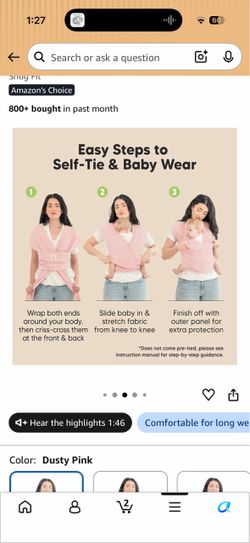 KeaBabies Baby Wrap Carrier – Dusty Pink