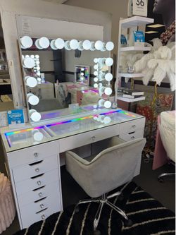 White Vanity Set w/ Bluetooth Speakers