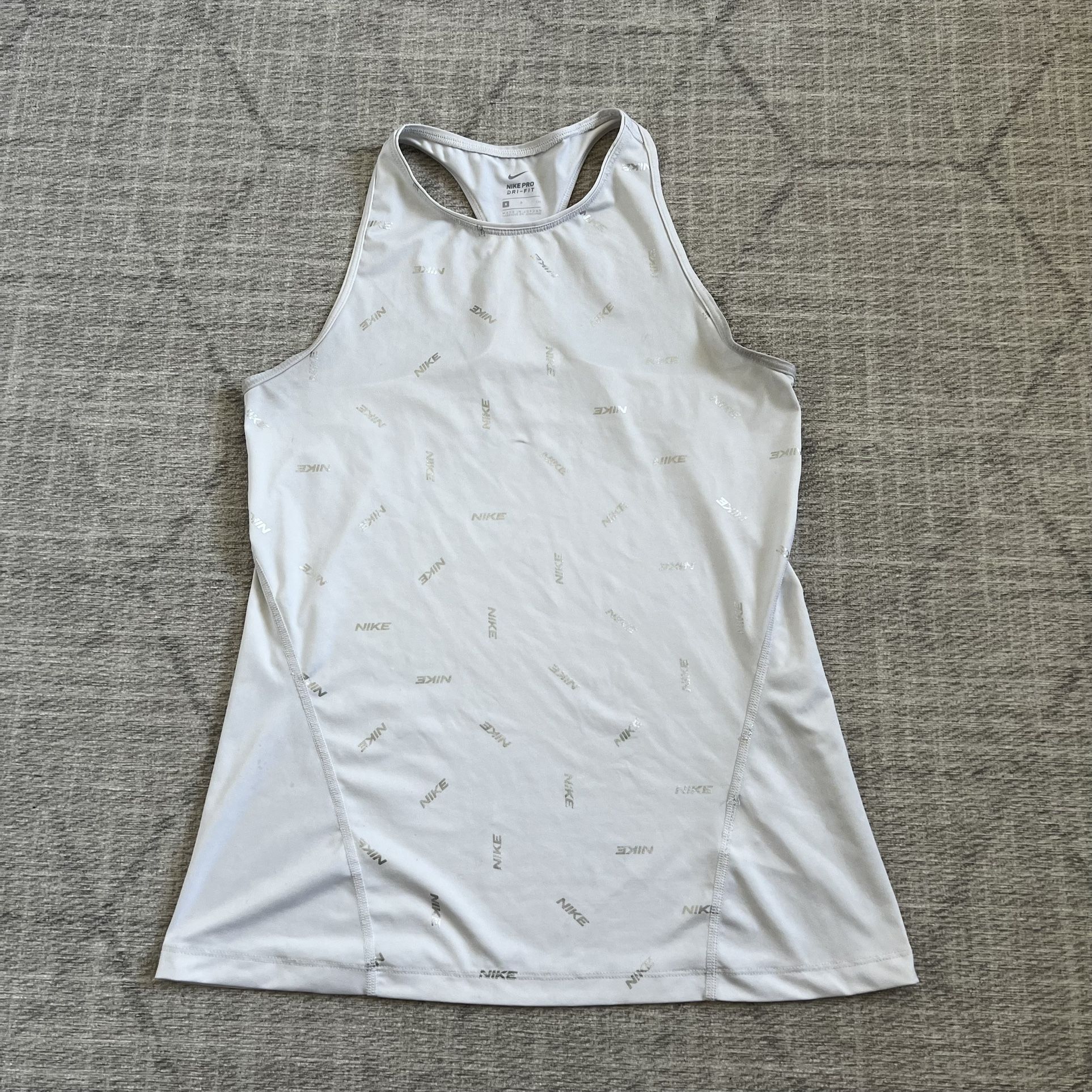 Nike Pro Dri-fit Women’s White Athletic Gym Workout Jersey Tank Top