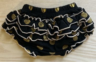 Black & Gold Polka Dot Baby Bloomers 12months