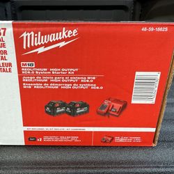 Milwaukee M18 Lithium-Ion High Output Starter Kit With Two 6.0 AH Batteries And Charger - New In Box