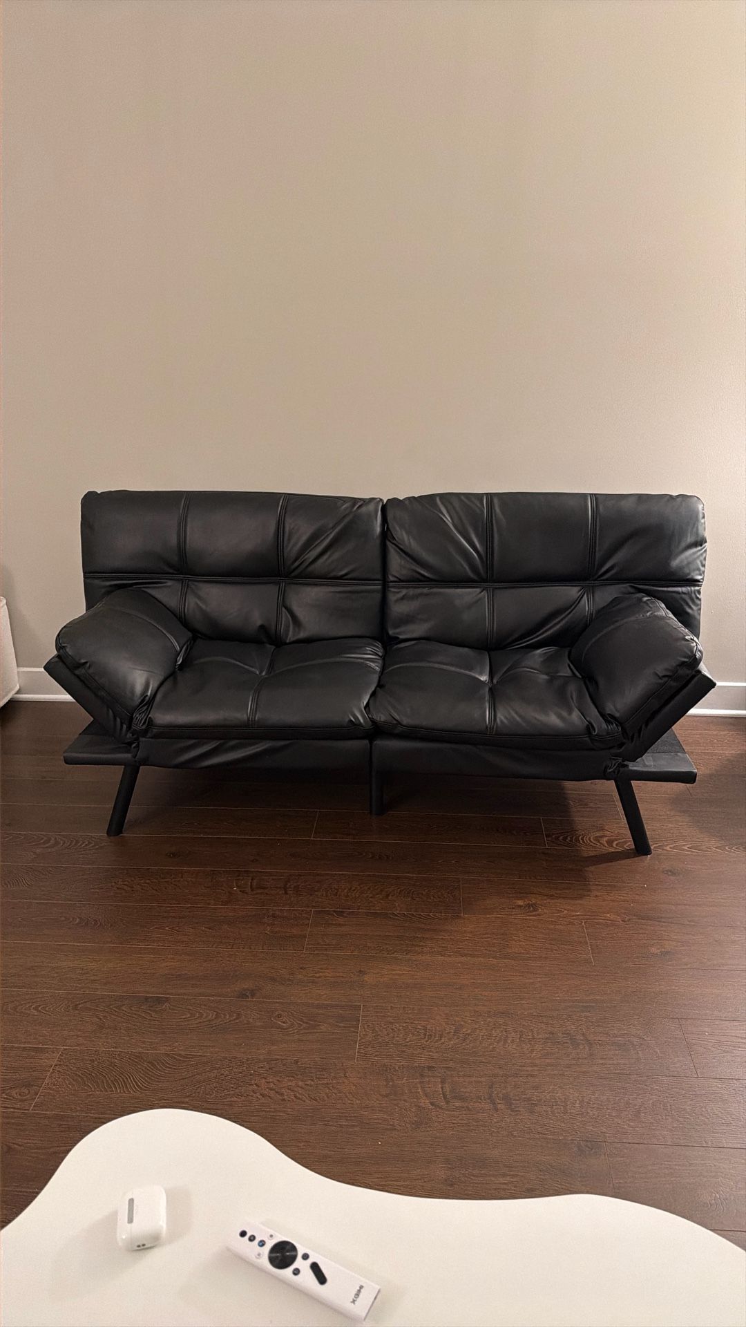 Black Faux Leather Futon Sofa Bed
