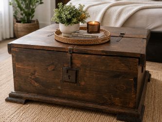 Rustic Farmhouse Storage Chest / Coffee Table – Solid Wood – 39”