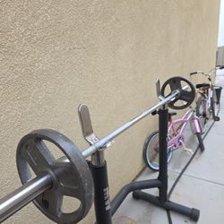 BAR WITH 25LBS AND BENCH