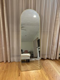 Gold Arched Free Standing Mirror