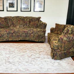 England Furniture Maybrook Floral Corduroy Couch & Loveseat Set
