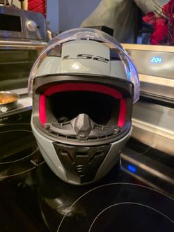 LS2 Rapid Full Face Motorcycle Helmet - Battleship Gray w/ Red accents - Size [M]