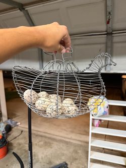 Vintage Wire Chicken Egg Basket