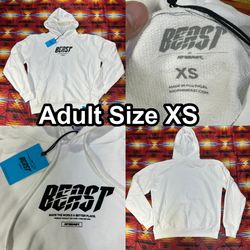 Mr Beast Hoodie Adult Size XS White Sweater Pullover Fleece YouTube