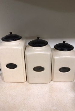 Ceramic 3 piece set (flour-sugar-coffee)