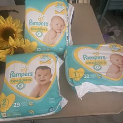 Brand New pampers Diapers 2 Are Size 1; 1 Is A Size 2;  $20 For All 3 
