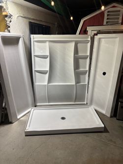 White Acrylic Shower Surround Kit with Base