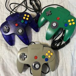 Nintendo 64 controller Lot grape purple green and grey loose joysticks