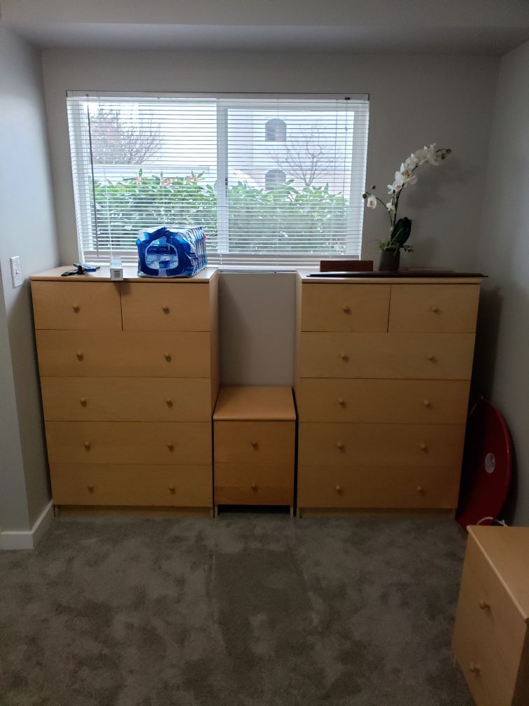 2 ikea dressers, and two night stands.