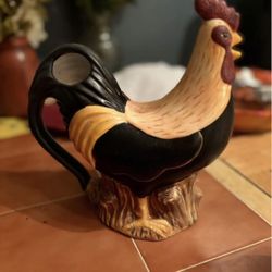 Sakura Warren Kimble Rooster Country Quartet 9" Pitcher & Creamer Hand Painted