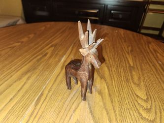 Hand-Carved Wooden Moose Figurine