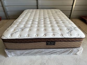 Cal King Organic Cloud Comfort Euro Pillow Top Mattress and Boxspring